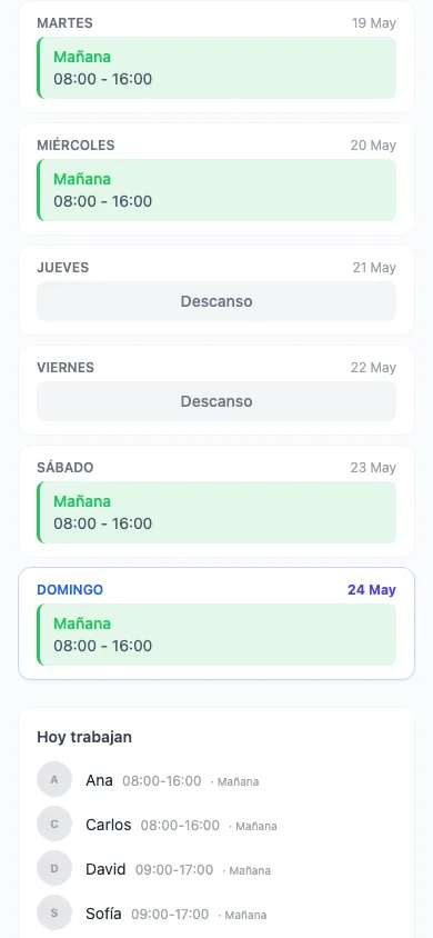 Portal del empleado — fichaje y perfil