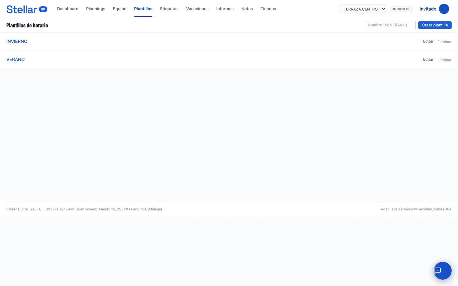 List of schedule templates in Stellar HR
