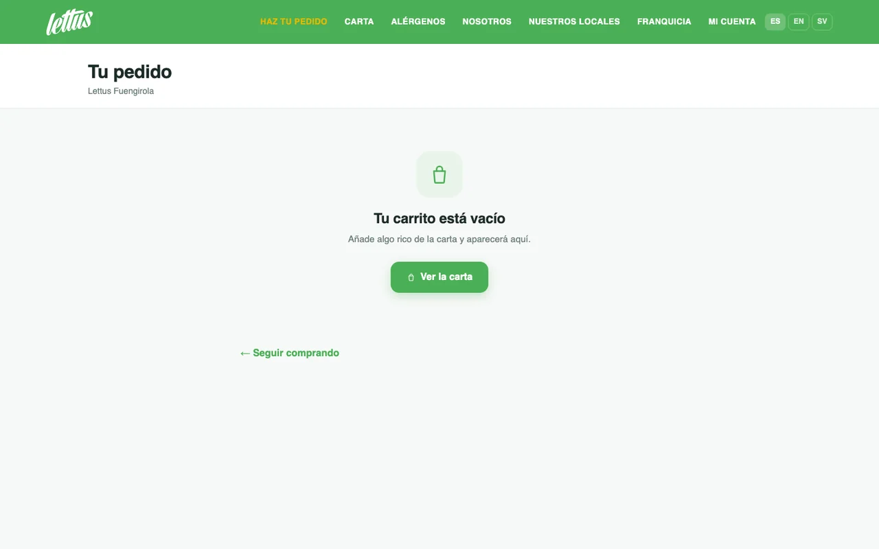 Stellar Store — carrito con las líneas del pedido y el total